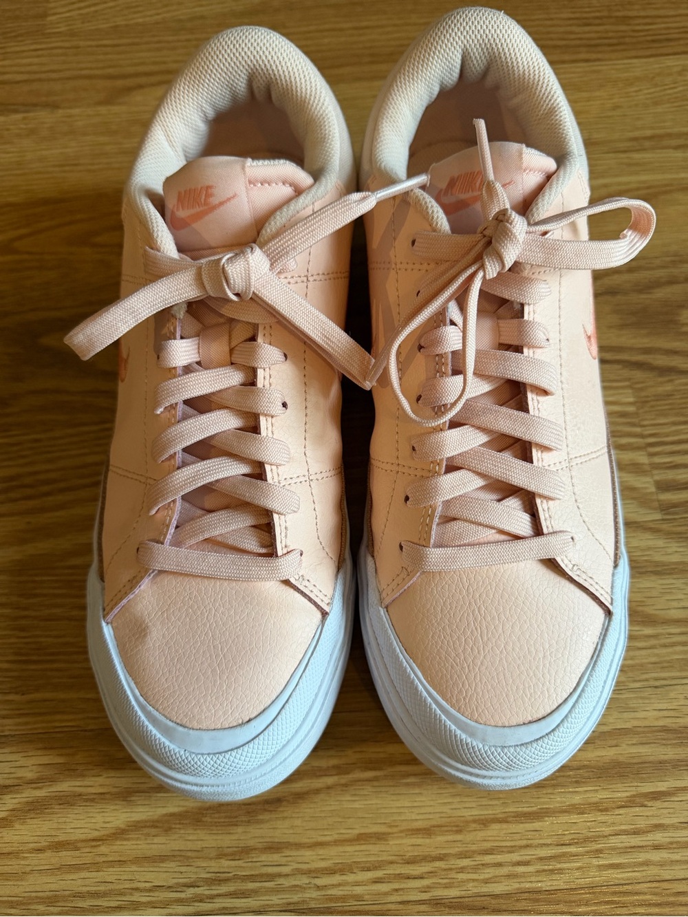 Nike Women's Peach Low-Top Court Sneakers - Soft Peach & White Sole